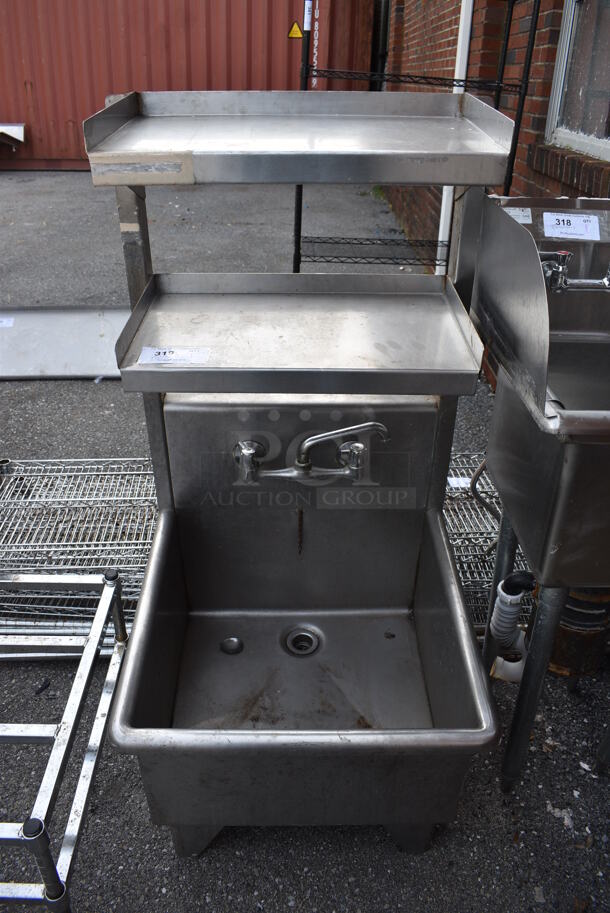 Stainless Steel Commercial Single Bay Sink w/ Double Over Shelf. 25x25x51
