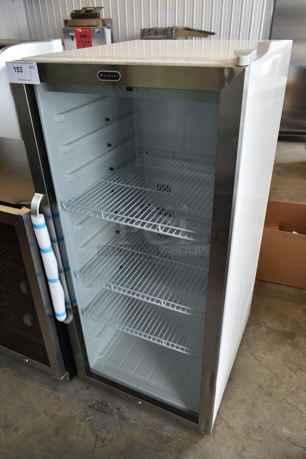BRAND NEW SCRATCH AND DENT! Whynter CBM-1060XLW Freestanding 10.6 cu. ft. Stainless Steel Commercial Beverage Merchandiser with Superlit Door and Lock - White. 115 Volts, 1 Phase. Tested and Working! - Image 1 of 5