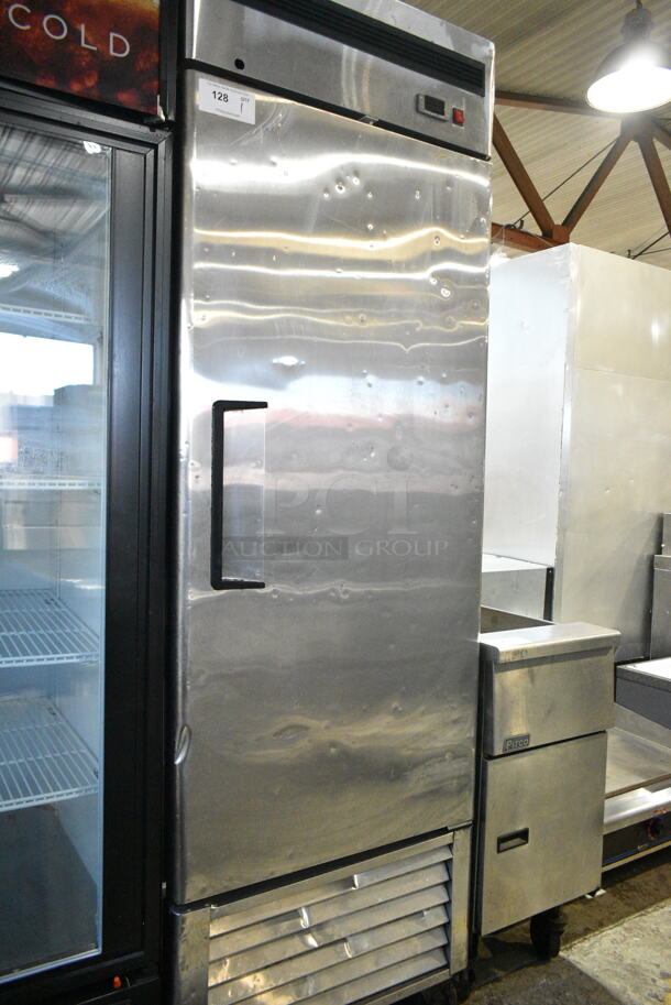 2017 Atosa MBF8505 Stainless Steel Commercial Single Door Reach In Cooler w/ Poly Coated Racks on Commercial Casters. 115 Volts, 1 Phase. Tested and Working! - Image 1 of 6