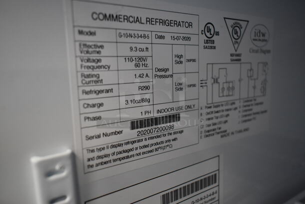 2020 IDW G-10-N-3-3-4-B-5 Metal Commercial Single Door Reach In Cooler Merchandiser w/ Poly Coated Racks. 115 Volts, 1 Phase. Tested and Working! - Image 3 of 3
