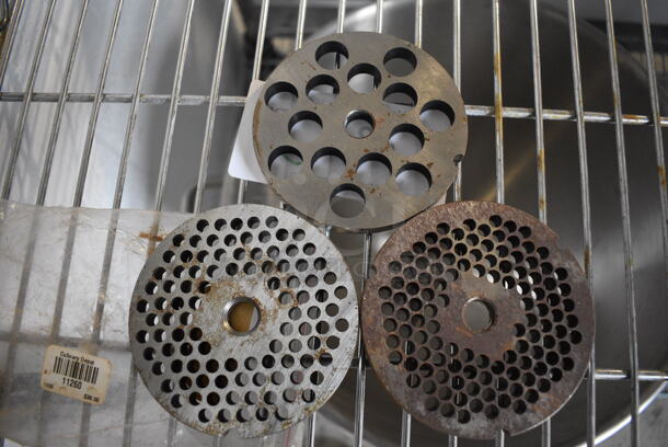 3 Metal Meat Grinder Plates. 4x4x0.5. 3 Times Your Bid!