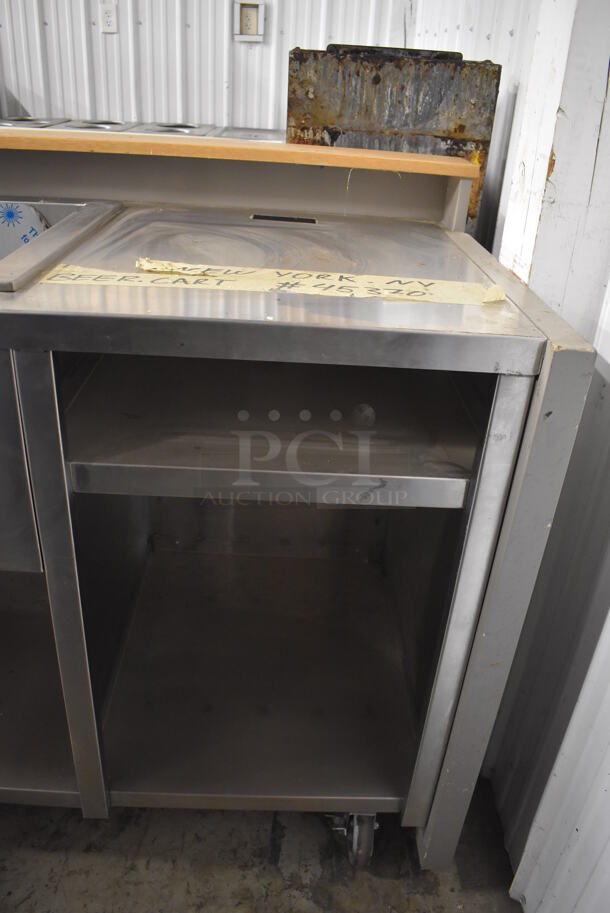 APPEARS NEW! Stainless Steel Commercial Portable Bar w/ Ice Bin and Under Shelf on Commercial Casters. 70x29x39 - Image 5 of 5
