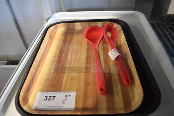 ALL ONE MONEY! Lot of Various Items Including Trays, Lamp Shade and Poly Utensils! - Image 3 of 4