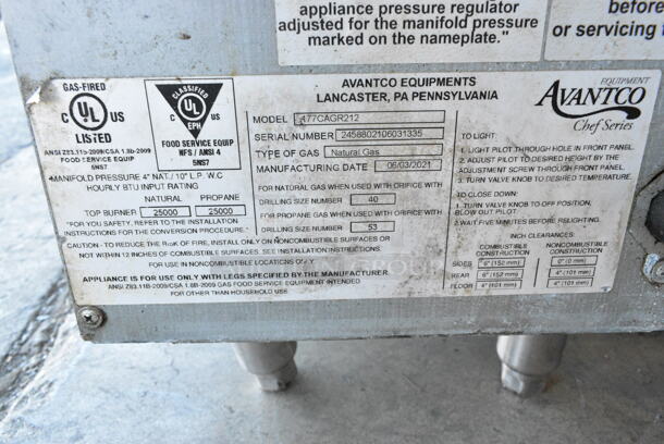 Avantco 177CAGR212 Stainless Steel Commercial Countertop Natural Gas Powered 2 Burner Range.  - Image 5 of 5