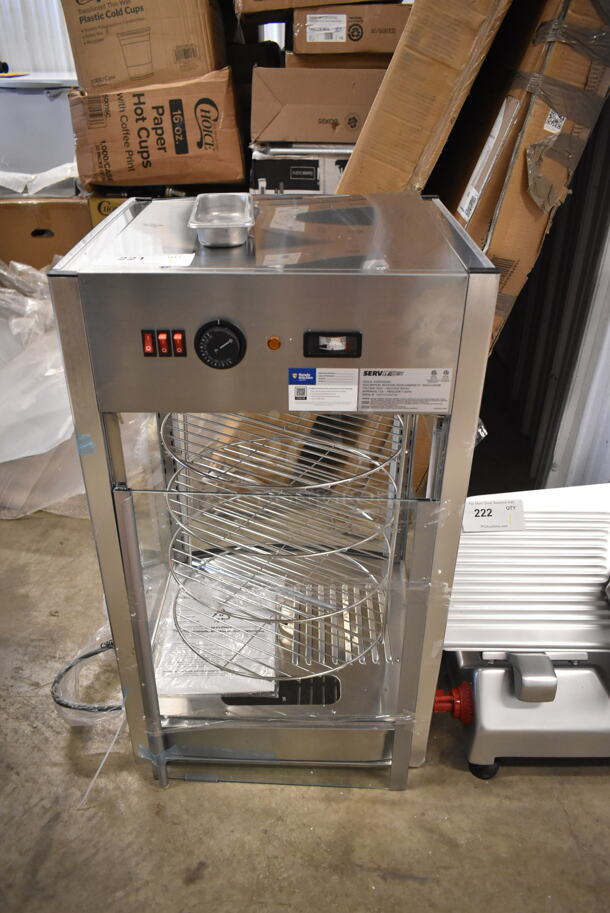 BRAND NEW SCRATCH AND DENT! ServIt 423PDW12D1 Stainless Steel Commercial Countertop 12" Full-Service Pizza Warmer with 4-Shelf Rotating Rack. 120 Volts, 1 Phase. Tested and Working! - Image 2 of 7