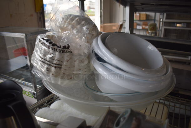 ALL ONE MONEY! Lot of Brew Basket Filters, Coffee Urn and Bowls - Image 3 of 4