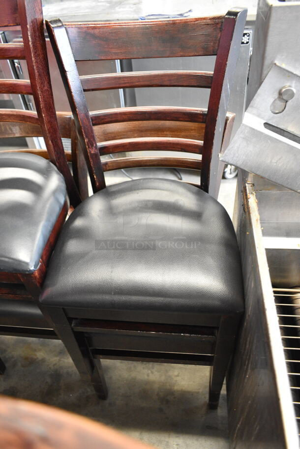 12 Wooden Dining Height Ladder Back Chair w/ Black Seat Cushion. 12 Times Your Bid!  - Image 3 of 7