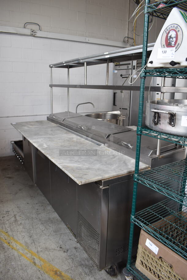 True TPP-93 Commercial Stainless Steel Pizza Prep Table With 2 Over shelves And Steel Racks on Commercial Casters. 115V/ 1 Phase. Tested And Working - Image 3 of 9