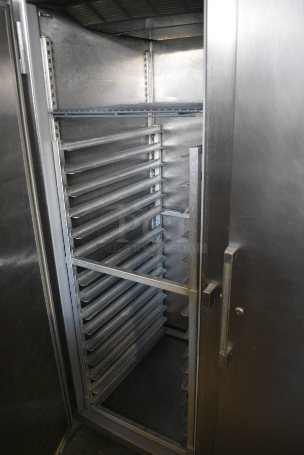 Beverage Air Stainless Steel Commercial 2 Door Reach In Cooler w/ Poly Coated Racks on Commercial Casters. 52x32x83. Tested and Working! - Image 3 of 4