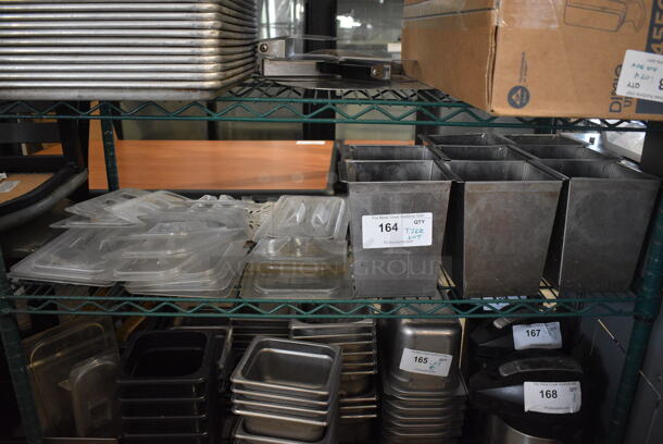ALL ONE MONEY! Lot of Steel Drop In Bins And Plastic Lids In Variety Of Sizes. 