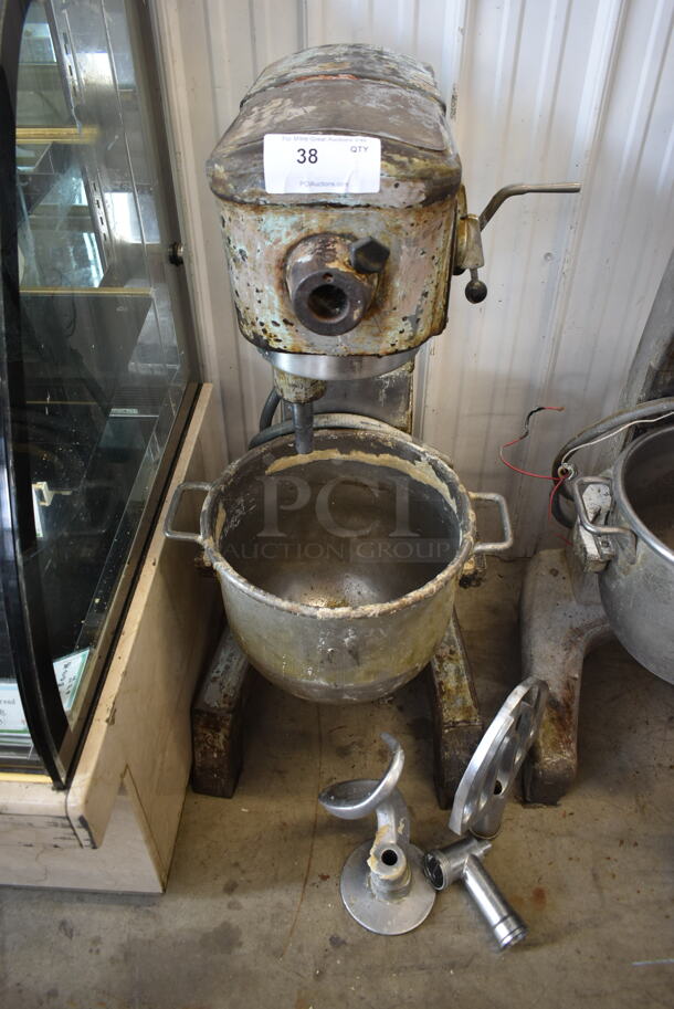 Hobart D-300 Metal Commercial Floor Style 30 Quart Planetary Dough Mixer w/ Metal Mixing Bowl, Meat Grinder Piece, Dough Hook and Paddle Attachment. 208 Volts, 3 Phase. - Image 2 of 7