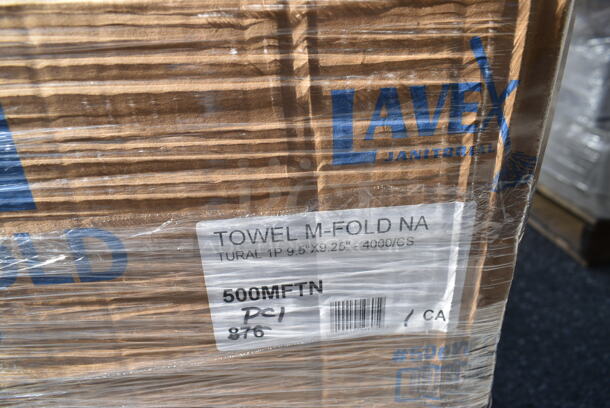 PALLET LOT of 24 BRAND NEW Boxes Including 80853TC Tablecraft 53TC Clear Widemouth Cone Tip Cap for Squeeze Bottles with a 53 mm Opening, 500CC12 Choice Clear PET Customizable Plastic Cold Cup - 12 oz. - 1000/Case, 500MFTN Lavex Natural Brown Kraft M-Fold (Multifold) Towel - 4000/Case, 5002WRAPNAP Choice WrapNap White 1/4 Fold 2-Ply Dinner Napkin 16" x 16" - 3000/Case, 50012DWALLW Choice 12 oz. White Smooth Double Wall Paper Hot Cup - 500/Case, 127P2C Choice Clear Plastic Souffle Cup / Portion Cup - 2 oz. - 2500/Case, 3 Box 500LFLAT Choice Clear Flat Lid with Straw Slot - 9, 12, 16, 20, and 24 oz. - 1000/Case, 303COLOR14YE Acopa Capri 13 3/4" x 10 1/2" Citrus Yellow Oval Stoneware Coupe Platter - 12/Case, 5002DNAP Choice White 2-Ply Dinner Napkin 17" x 15" - 3000/Case, 160TCP54120BK Choice 54" x 120" Rectangular Black 100% Spun Polyester Hemmed Cloth Table Cover. 24 Times Your Bid!  - Image 5 of 12