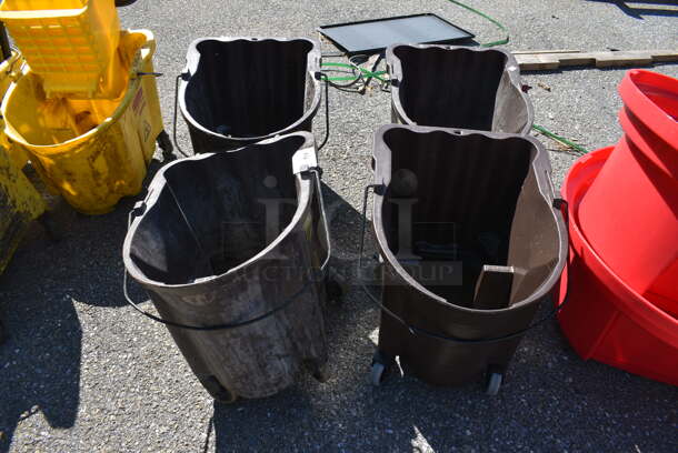 4 Various Brown Mop Buckets on Commercial Casters. Includes 15x20x17. 4 Times Your Bid!