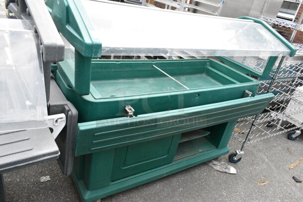 Cambro Green Poly Portable Buffet Station w/ Sneeze Guard on Commercial Casters.  - Image 1 of 6