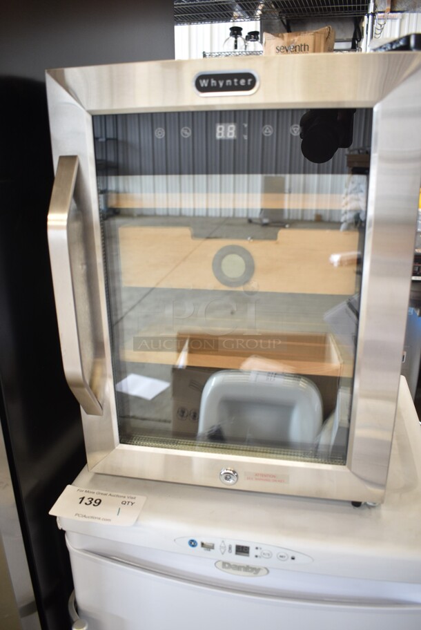 BRAND NEW SCRATCH AND DENT! Whynter CHC-123DS 1.2 cu. ft. Stainless Steel Digital Control and Display Cigar Humidor with Spanish Cedar Shelves. 115 Volt, 1 Phase. Tested and Working! - Image 2 of 7