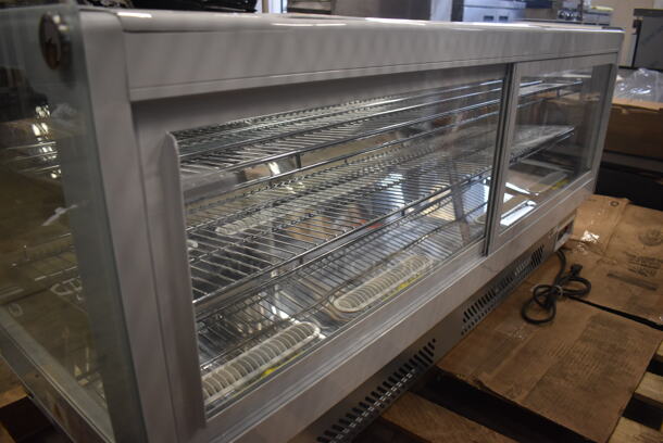 BRAND NEW SCRATCH AND DENT! Avantco 360BCDI60W Metal Commercial Countertop White Curved Refrigerated Drop-In Countertop Bakery Display Case Merchandiser. 110-120 Volts, 1 Phase. 60x23x27. Tested and Working! - Image 3 of 6