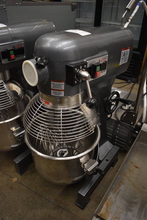 Avantco MX20 Metal Commercial Countertop 20 Quart Planetary Dough Mixer w/ Stainless Steel Mixing Bowl, Bowl Guard, Dough Hook, Paddle and Whisk Attachment. 120 Volts, 1 Phase. 18x20x32. Tested and Working! - Image 1 of 6