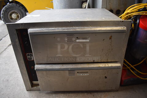APW Wyott WD-2B Stainless Steel Commercial 2 Drawer Warming Drawer. 120 Volts, 1 Phase. 29x22x21.5. Tested and Working!