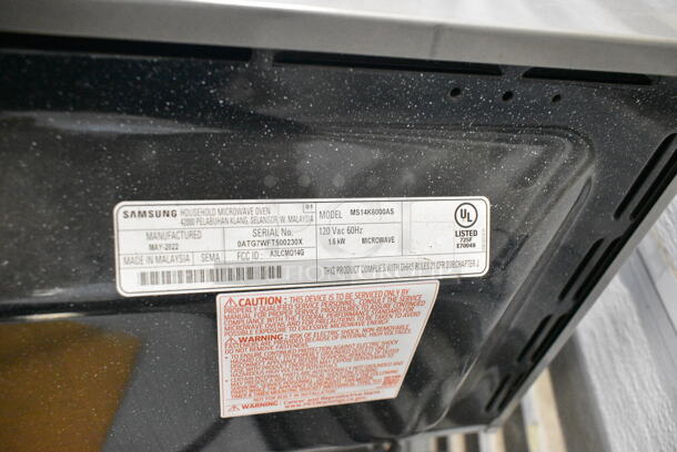 2022 Samsung MS14K6000AS Metal Countertop Microwave Oven w/ Plate. 120 Volts, 1 Phase.  - Image 4 of 5