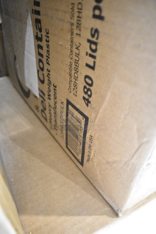 PALLET LOT of 35 BRAND NEW Boxes Including 2 Box 5001RT350N Lavex Natural Kraft Hardwound Paper Towel, 350 Feet / Roll - 12/Case, 3492424ANTWA Lancaster Table & Seating Square Industrial Solid Wood Live Edge Table Top with Antique Walnut Finish, Choice 9" x 6" x 3" Microwaveable 1-Compartment Black / Clear Plastic Hinged Container - 100/Case, C850 Sugar Sub Sitrrer, 395OP12 EcoChoice Compostable Sugarcane / Bagasse 10" x 12 1/2" Oval Platter - 500/Case, 128HD8BULK ChoiceHD 8 oz. Microwavable Translucent Plastic Deli Container - 480/Case, 394345XL Noble NexGen Powder-Free Disposable Black Hybrid 3 Mil Thick Gloves - Extra Large - 1000/Case, 433NHT101H Choice 1/6 Standard Size White "Thank You" Medium-Duty Plastic T-Shirt Bag - 1000/Case, 59448 Georgia Pacific Jumbo Bath Tissue Dispenser, 50010WRAPRIP Lavex 10 oz. Kraft Ripple Individually Wrapped Paper Hot Cup - 500/Case, 2 Box 395TO961PF EcoChoice 9" x 6" x 3" No PFAS Added Natural Bagasse Blend Take-Out Container - 200/Case, Fineline 15234M-FL Super Bowl Plus Clear Flat PET Plastic Lid for 24, 32, and 48 oz. Square Bowls - 300/Case, 351302090155 Cooking Performance Group 351302090155 4 3/4" Plate Caster with Brake for S24, S36, and S60 Series, 351302090156 Cooking Performance Group 351302090156 4 3/4" Plate Caster for S24, S36, and S60 Series, Choice Film and Foil Dispenser Cutter, 190FSL34 7 3/4" Floor Drain Strainer with 3/4" Depth, 600UDT2442 Regency 42" x 21" Stainless Steel Dish Table Undershelf for 4' Dish Tables. 35 Times Your Bid! - Image 8 of 12