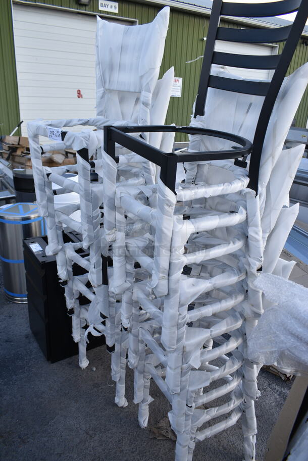12 BRAND NEW SCRATCH AND DENT! Lancaster Table & Seating 164CMTLADFR Black Metal Dining Height Chair Frame w/ Ladder Back. No Cushions. 12 Times Your Bid! - Image 5 of 6