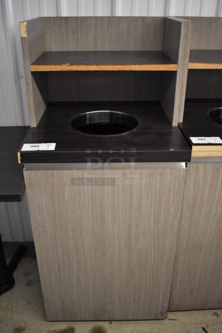 Wood Pattern Trash Can Shell w/ Trash Deposit Hole, Tray Return, Trash Can and Door. 21x21x48