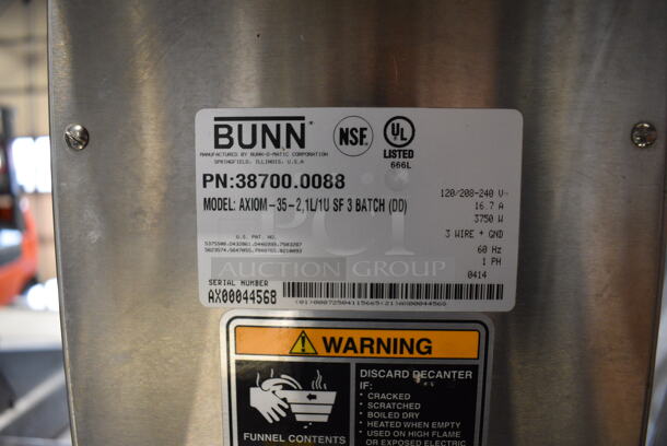 2014 Bunn Model AXIOM-35-2 Stainless Steel Commercial Countertop 2 Burner Coffee Machine w/ Metal Brew Basket. 120/208-240 Volts, 1 Phase. 8x18x23 - Image 5 of 5