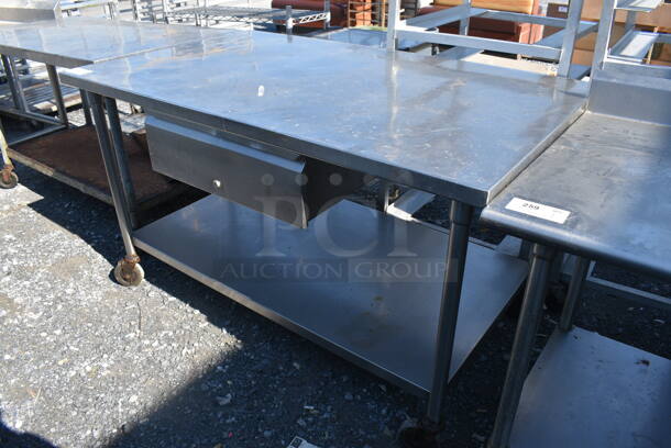 Stainless Steel Table w/ Drawer and Metal Under Shelf on Commercial Casters. 60x36x36