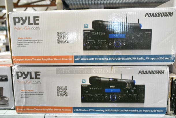 10 IN ORIGINAL BOX! Items Including  Pyle PLMRA410BT Elite Series Waterproof 400-watt Marine Class Ab Amp, Pyle PSWP6BK MP3 Player, NutriChef NCGDS19 Home Bar Whiskey Decanter, NutriChef Electric Crepe Maker, 2 Pyle PDA8BUWM Wireless Microphone Power Amplifier. 10 Times Your Bid!  - Image 7 of 8