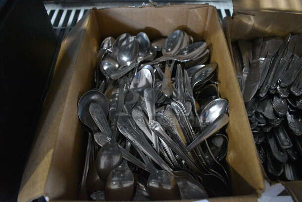 ALL ONE MONEY! Lot of 3 Boxes of Silverware; Spoons, Knives and Forks - Image 2 of 5