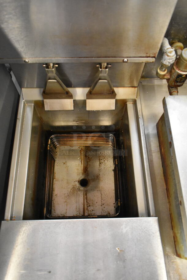 Henny Penny OEA-F Stainless Steel Commercial Floor Style Electric Powered Deep Fat Fryer w/ 2 Metal Fry Baskets on Commercial Casters. 208 Volts, 3 Phase.  - Image 3 of 6