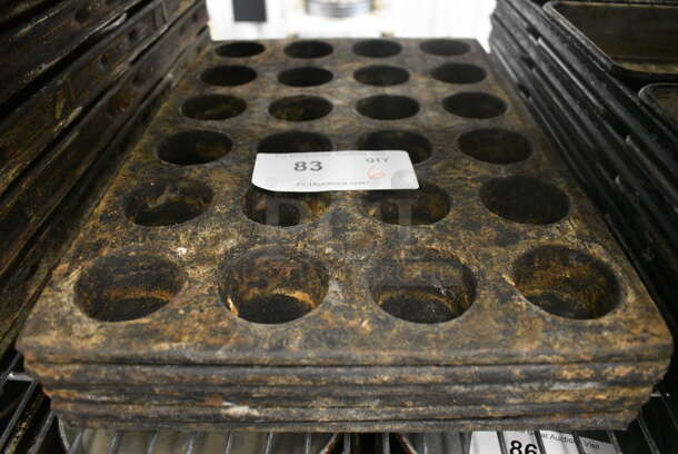 6 Metal 24 Cup Muffin Baking Pans. 11.5x17.5x2. 6 Times Your Bid!