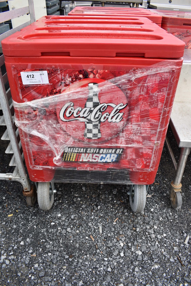 Red Poly Insulated Portable Ice Bin Cart on Casters. 27x33x37 - Image 2 of 6