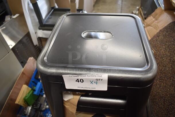 4 BRAND NEW SCRATCH AND DENT! Lancaster Table & Seating 164BMBKLSBKD Alloy Series Distressed Onyx Black Outdoor Backless Barstool. 4 Times Your Bid! - Image 4 of 5