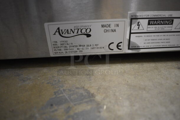 Avantco 177F202 Stainless Steel Commercial Countertop Dual Tank Electric Powered Fryer w/ 2 Metal Baskets and 2 Lids. 208/240 Volts. 23x18x17 - Image 8 of 8