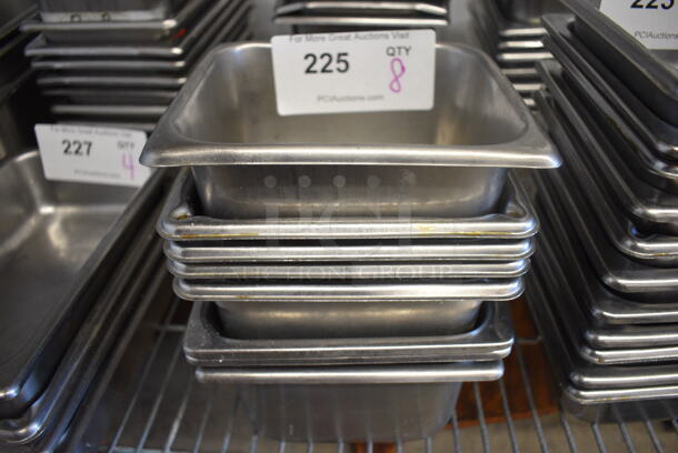 8 Stainless Steel 1/6 Size Drop In Bins. 1/6x4. 8 Times Your Bid!