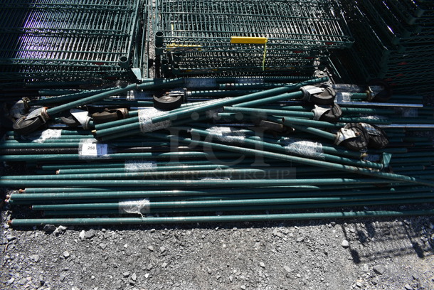 ALL ONE MONEY! Lot of Various Poles and Poles on Commercial Casters. Includes 22