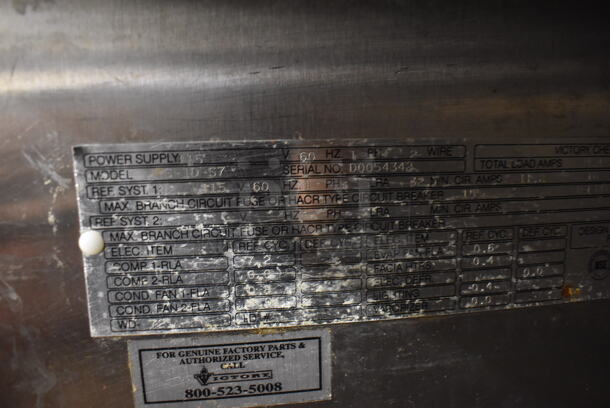 Victory RS-1D-S7 Stainless Steel Commercial Single Door Reach In Cooler. 115 Volts, 1 Phase. 27x35x84. Tested and Does Not Power On - Image 5 of 6