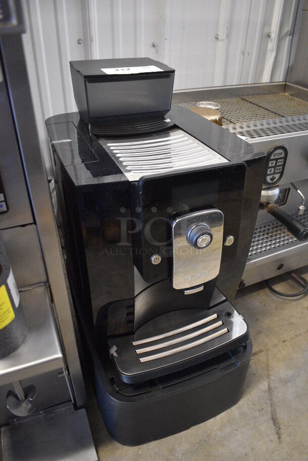 	IN ORIGINAL BOX! LIKE NEW! Kalerm Model KLM1601PRO Black Poly Countertop Automatic One Touch Coffee Cappuccino Espresso Machine w/ 2 Lower Drawers and Hopper. 120 Volts, 1 Phase. 12x16x24 - Image 3 of 7
