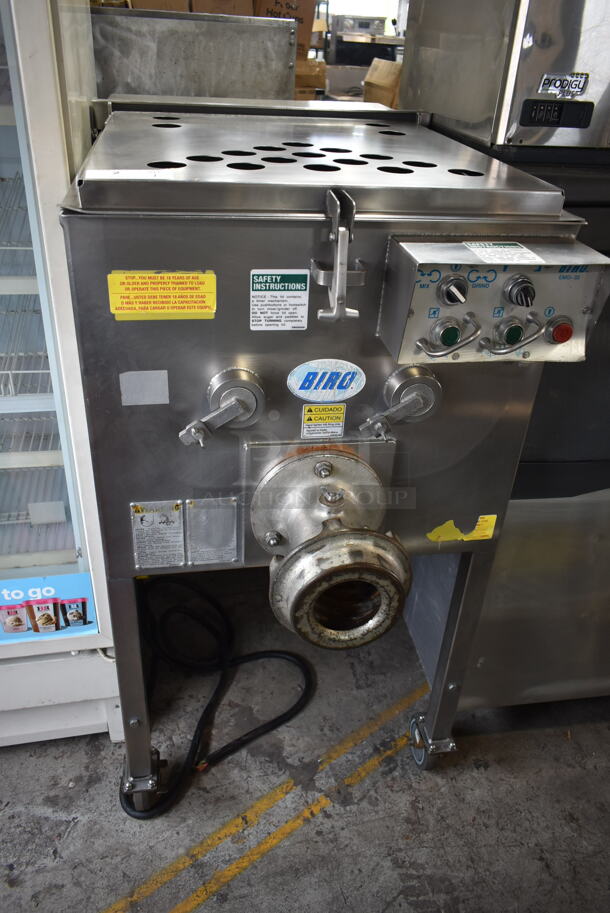 Biro 8325 Stainless Steel Commercial Meat Mixer Grinder on Commercial Casters. 208 Volts, 