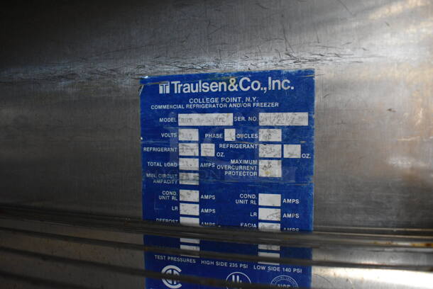 Traulsen Model RHT 2-32 WUT Stainless Steel Commercial 2 Door Reach In Cooler w/ Metal Oven Racks. 115 Volts, 1 Phase. 58x36x83.5. Tested and Working! - Image 6 of 6