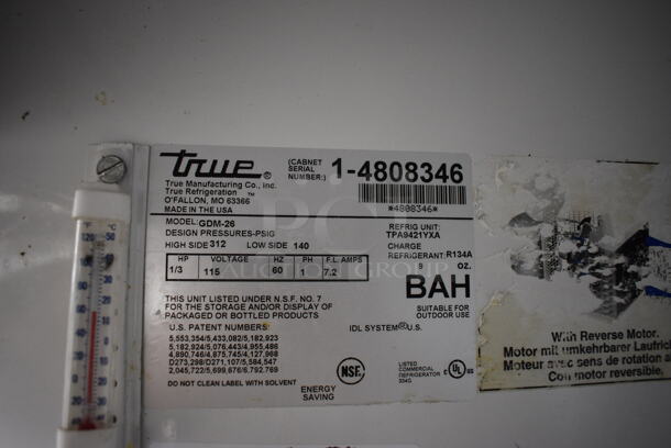 True Model GDM-26 Metal Commercial Single Door Reach In Cooler Merchandiser. 115 Volts, 1 Phase. 30x31x79. Tested and Powers On But Does Not Get Cold - Image 5 of 5