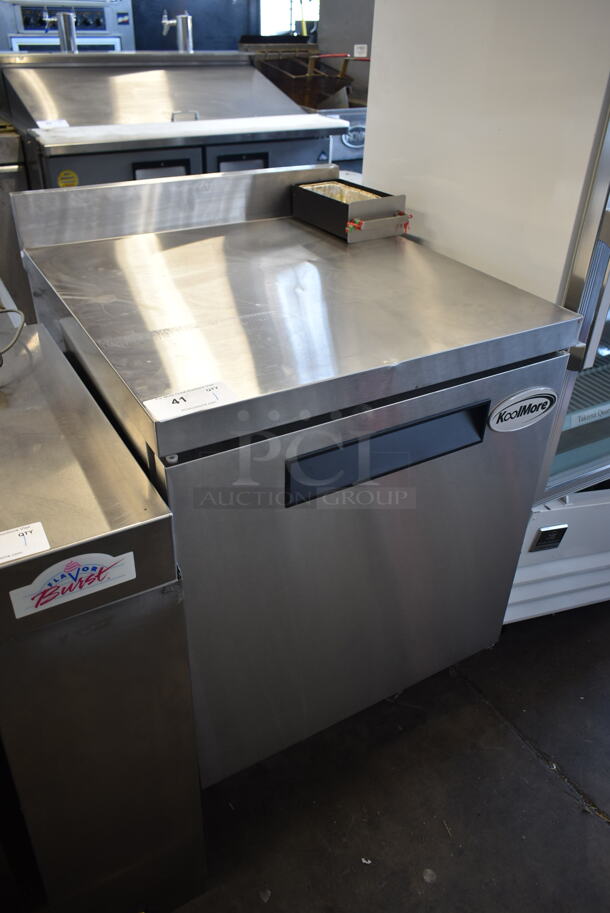 BRAND NEW SCRATCH AND DENT! 2022 KoolMore RWT-1D6C Stainless Steel Commercial Single Door Undercounter Cooler on Commercial Casters. 115 Volts, 1 Phase. Tested and Working! - Image 1 of 7