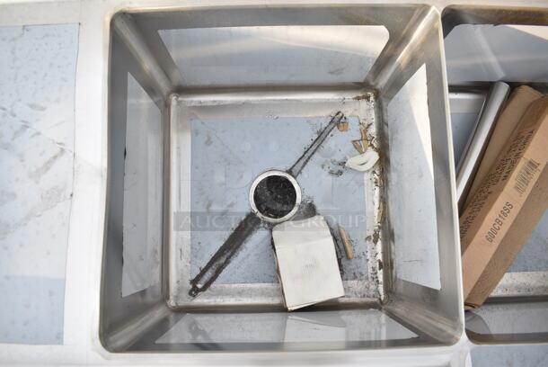 BRAND NEW SCRATCH AND DENT! Regency 600S3181818C Stainless Steel Commercial 3 Bay L Shaped Sink w/ Dual Drain Board. No Legs. Bays 18x18x14. Drain Boards 16x19.5 - Image 7 of 10