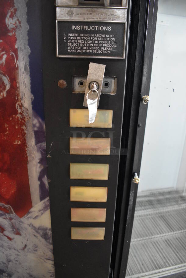 Metal Commercial Canned Drink Vending Machine w/ Bill / Coin Acceptor. Comes w/ Key! 28x28x72. Tested and Powers On But Does Not Get Cold - Image 3 of 6