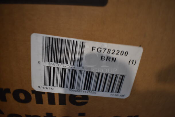 BRAND NEW IN BOX! Rubbermaid 7822 Brown Poly Profile Container 15 Gallon Slim Jim Wall Mountable Fire Resistant Trash Can. 20x11x34 - Image 2 of 7
