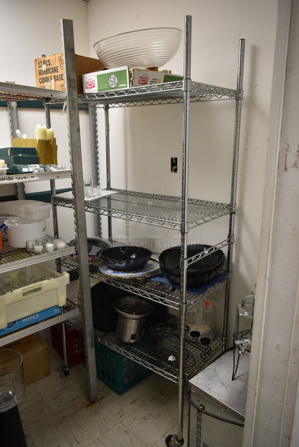 ALL ONE MONEY! ROOM LOT of Various items Including Shelving Units and Contents Including Warming Lamps, Ice Bucket, Vases. BUYER MUST REMOVE. (dish room) - Image 5 of 7