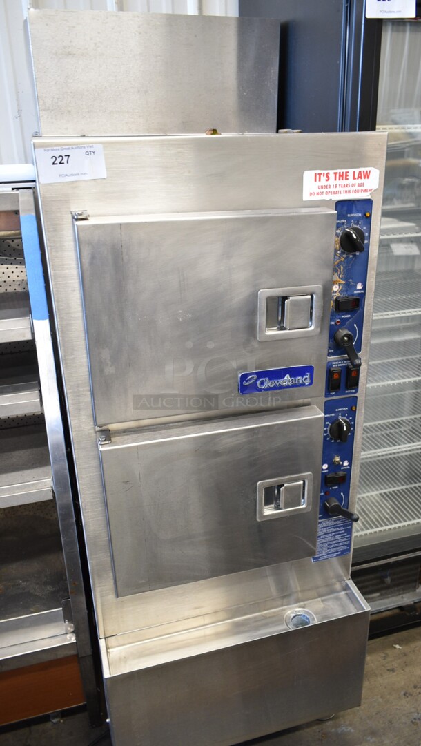 Cleveland 24CGA6.2S Stainless Steel Commercial Natural Gas Powered 2 Deck Steam Cabinet. 50,000 BTU.  - Image 1 of 9