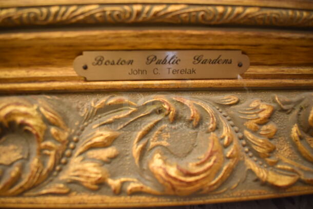 Framed Canvas Painting Reproduction of Boston Public Gardens by John C Terelak From Art Dealer Ed Mero! - Image 8 of 10
