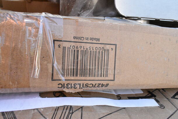 12 BRAND NEW Boxes Including 427CSTL3131C Lancaster Table & Seating 31 1/2" x 31 1/2" Chrome Square Outdoor Standard Height Table, 522MS2124 Steelton 21" x 24" x 8" 18-Gauge 430 Stainless Steel Standing Mop Sink, Flat Auto Adjust Leg Pieces. 12 Times Your Bid!  - Image 2 of 10